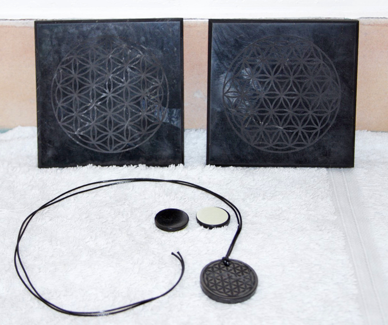 Flower of Life Shungite Tile and Necklace