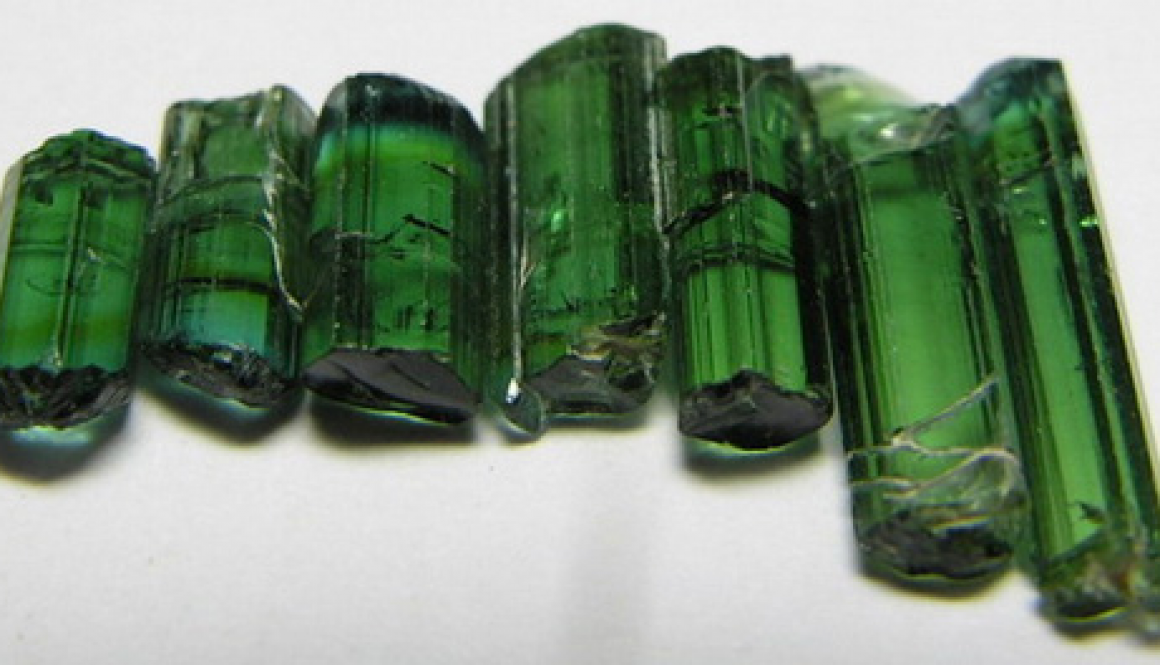 Green tourmaline crystals