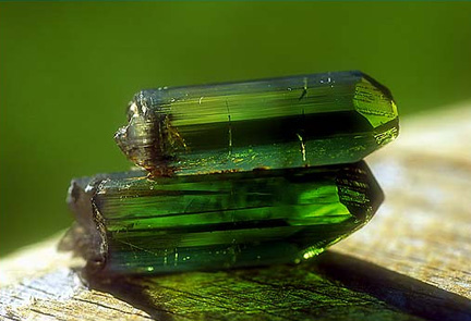 three green rough tourmaline