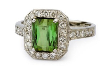tourmaline ring set in diamonds