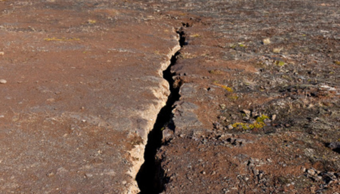 Fissure line from an earthquake