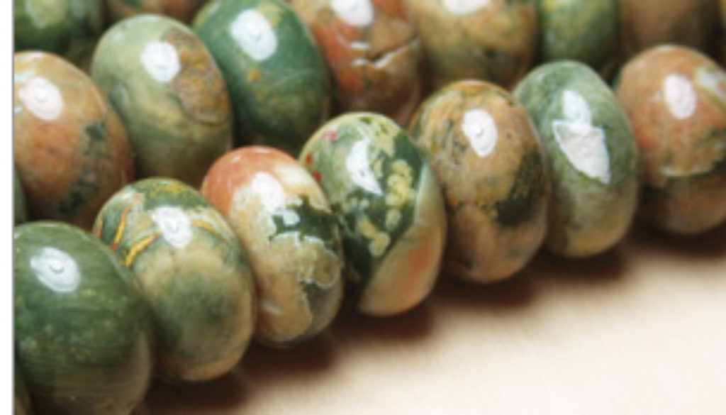 green rhyolite rodelle beads