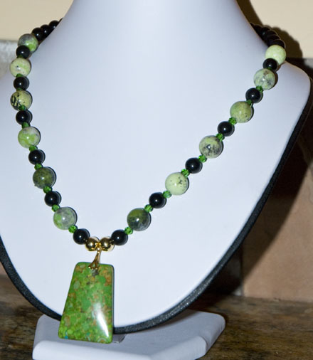 obsidian black beads green jasper beads