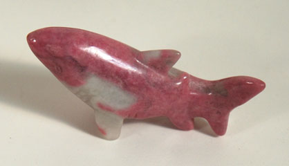 rhodochrosite shark carving