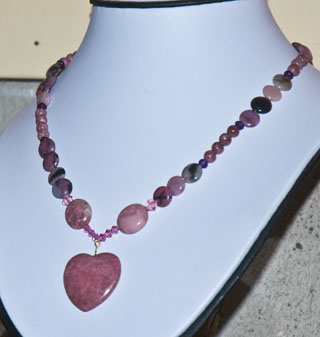 rhodonite coins and beads