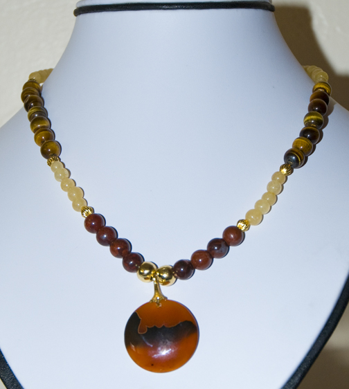 tigers eye necklace with yellow aventurine