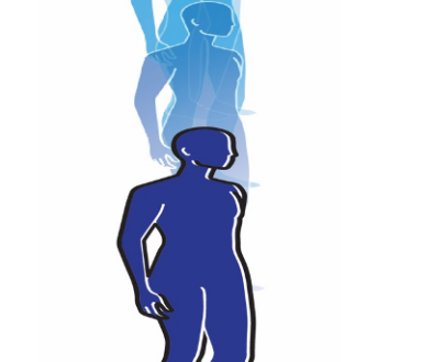pale blue man is astral body moving slowing into the 3D physical body of the person